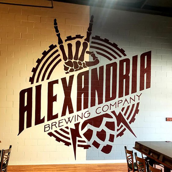 Alexandria Brewing Company Mural Giant mural of the Alexandria Brewing Company logo within their store